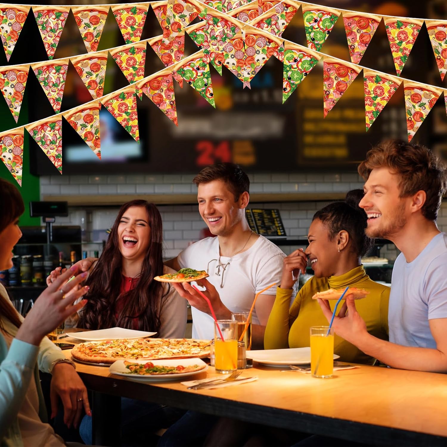 Bandeira de Pizza para Festa,  - Party Games Night avaliação e preço